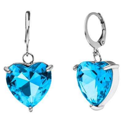 Crystal Heart Ohrringe | 18K vergoldet Silber Aquamarineblau