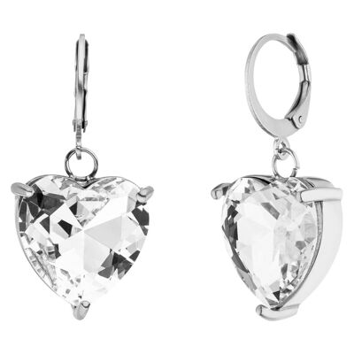 Crystal Heart Ohrringe | 18K vergoldet Silber Weiß