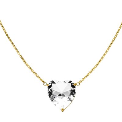 Crystal Heart Halskette | 18K vergoldet Gold Weiß