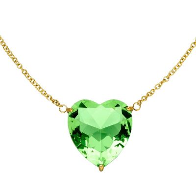 Crystal Heart Halskette | 18K vergoldet Gold Apfelgruen