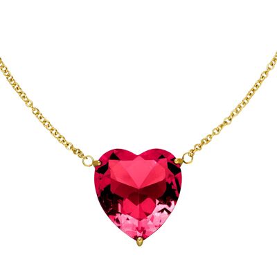 Crystal Heart Halskette | 18K vergoldet Gold Rubyrot
