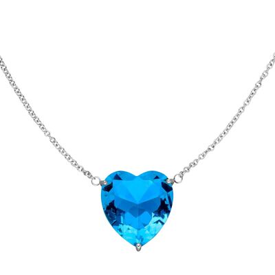 Crystal Heart Halskette | 18K vergoldet Silber Aquamarineblau