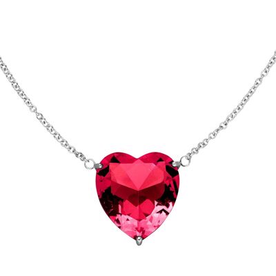 Crystal Heart Halskette | 18K vergoldet Silber Rubyrot