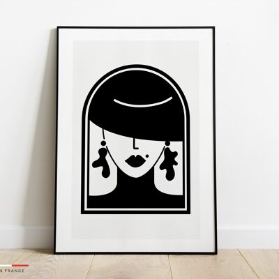 Affiche visage minimaliste femme - Poster mode noir et blanc