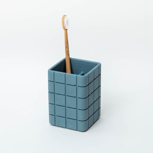 Tile Toothbrush Holder - Steel Blue