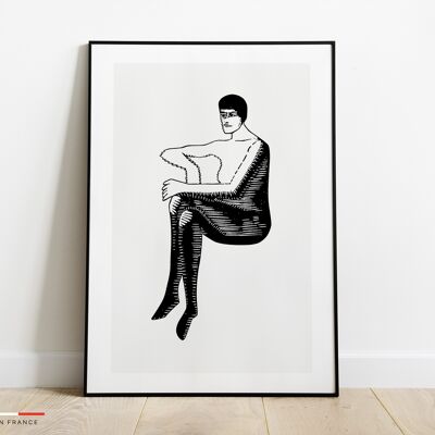 Affiche femme vintage - Poster illustration noir et blanc