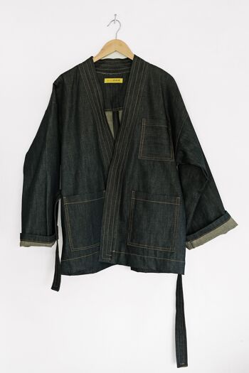 Veste kimono unisexe en denim organique brut SS'23 PRÉ-COMMANDER MAINTENANT 2