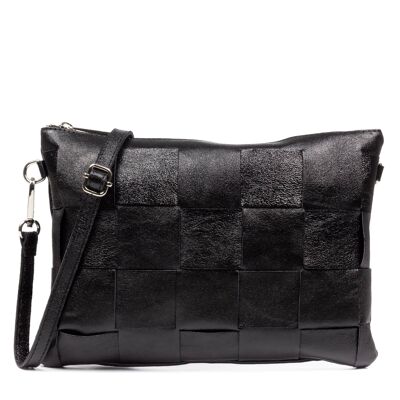 Acquablack Shoulder Bag. Genuine Leather Lacquered Suede