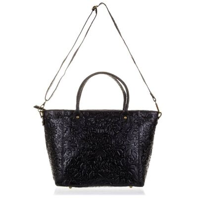 Sac fourre-tout Adalberta pour femme Gravure suède en cuir véritable