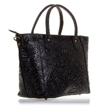 Sac fourre-tout Adalberta pour femme Gravure suède en cuir véritable 3