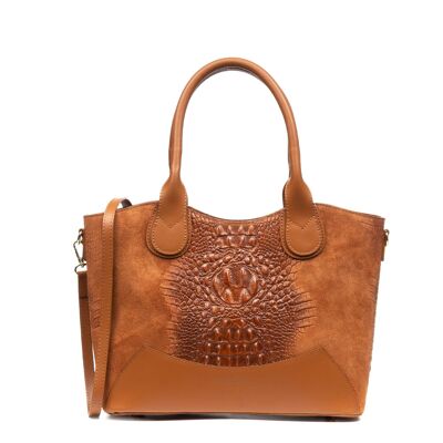 Adelfia Women's tote bag. Genuine Leather Suede Engraving