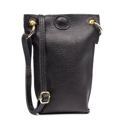 Aidone Crossbody bag from. Dollaro finish genuine leather.