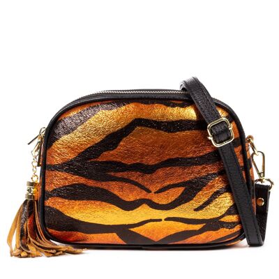 Aliminusa shoulder bag. Genuine tiger suede leather.