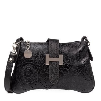 Allerona Handbag. Authentic Leather Suede Arabesque.