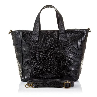 Cassandra Damen-Einkaufstasche aus echtem Leder und Wildleder mit Gravur