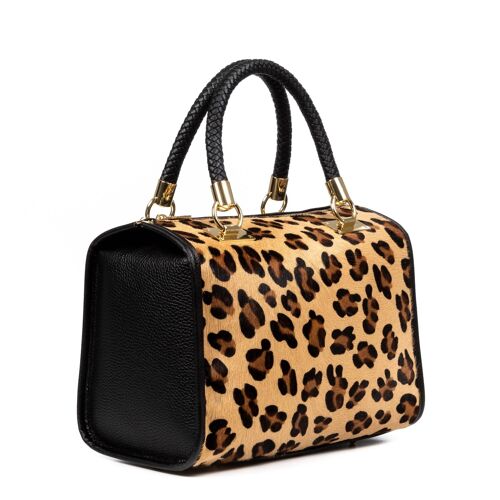 Catena Bolso tote Mujer.Piel auténtica Cavallino Leopardo