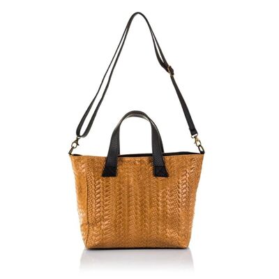 Chiara Women's Tote Bag.Genuine Leather Suede Geomé Engraving