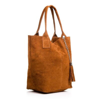 Chiusi Woman Shopper Bag.Genuine Suede Leather