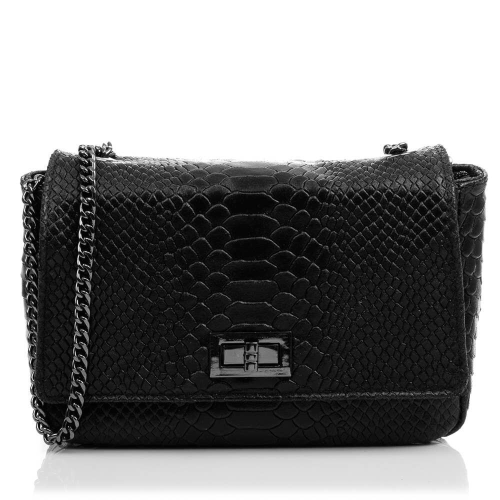 Dalida Sac à bandoulière pour femme en cuir véritable Daim Gravure