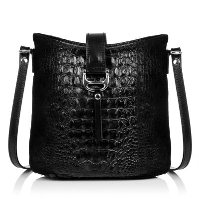 Sac Bandoulière Généreux.Véritable Cuir Suédé Crocodile