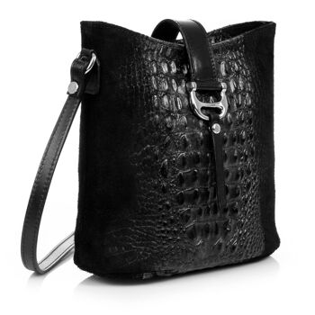 Sac Bandoulière Généreux.Véritable Cuir Suédé Crocodile 3