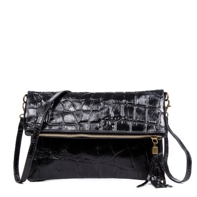 Lecce Shoulder bag.Genuine Crocodile Suede Leather