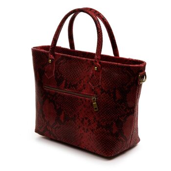 Sac Cabas Paola.Véritable Cuir Suédé Imprimé Serpent 5