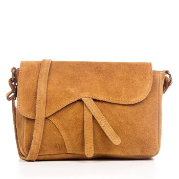 Sac à bandoulière Valentina pour femme. Cuir véritable Daim 1