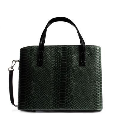 Vittoria Tote bag.Genuine Leather Suede Engraved Snake