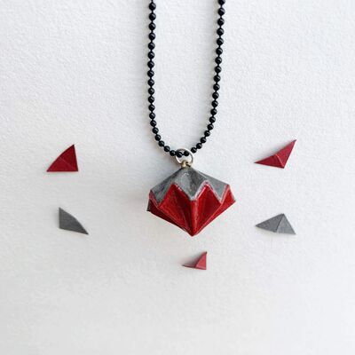 .Classic Diamond Necklace. - Dark Red