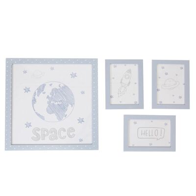 Space set 4 cuadros infantiles S:22x16cm/L:38x40cm