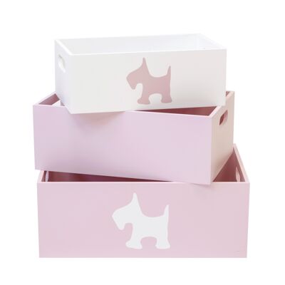 Dog set 3 cajas de madera 15x40x28/13x35x23/11x30x18cm