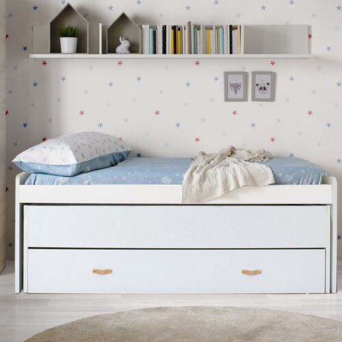 Cama compacta 90 blanca con dos camas + 2 cajones Aurora 90x190cm
