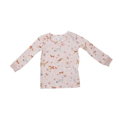 Floral Pups Lounge Wear Set Pink 2 years