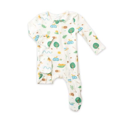 Garden Creatures Boy Zipper Footie White 0-3m