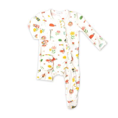 Garden Creatures Girl Zipper Footie White 0-3m