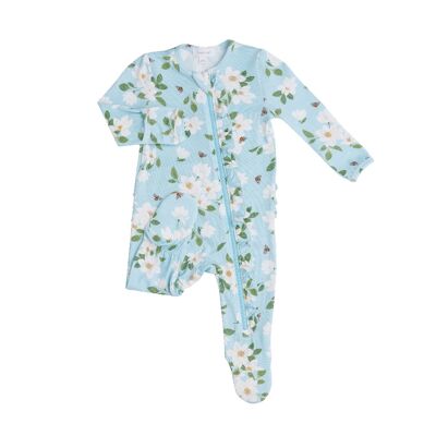 Magnolia Blue Ruffle Front Zipper Footie Blue 18-24M