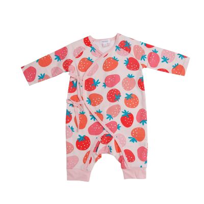 Strawberries Wrap Coverall Pink 3-6M
