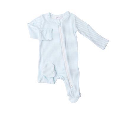 Stripe Blue Zipper Footie Newborn