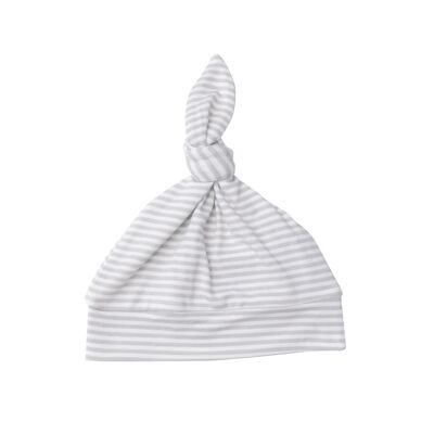 Stripe Grey Knotted Hat 0-3m