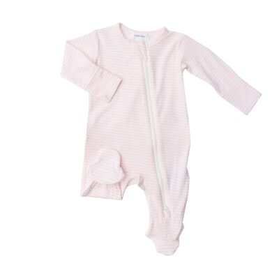 Stripe Pink Zipper Footie 12-18m