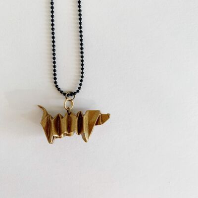 .Classic Dog Necklace. - Dark Gold - Black