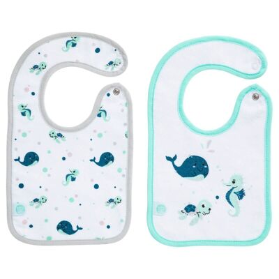 Lot de 2 bavoirs naissance Marin Bio - Babycalin Bio