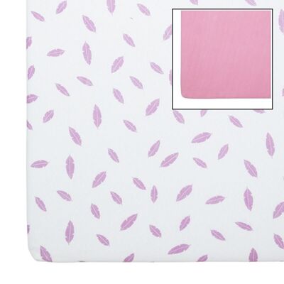 Set of 2 fitted sheets 70x140x17 cm Pink feathers - Babycalin