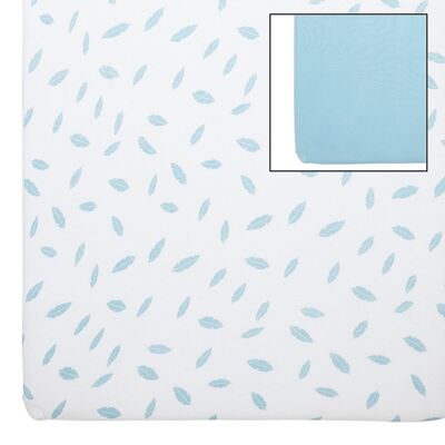 Set of 2 fitted sheets 40x80x7 cm Blue feathers - Babycalin