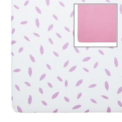 Set of 2 fitted sheets 40x80x7 cm Pink feathers - Babycalin