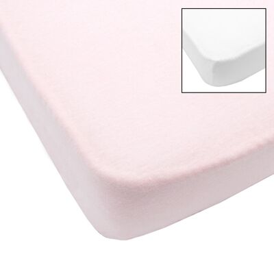 Set of 2 cotton fitted sheets 60x120 cm White + pink - Babycalin