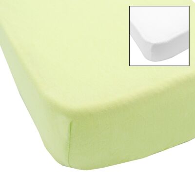 Set of 2 cotton fitted sheets 60x120 cm White + Green - Babycalin