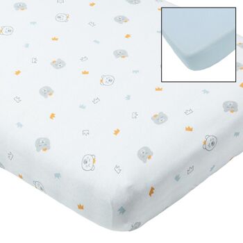 Lot de 2 draps housses 60x120 cm Ours + Bleu - Babycalin 1