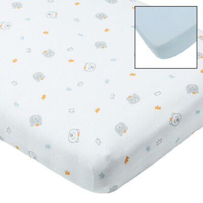 Set di 2 lenzuola con angoli 70x140 cm Orso + Blu - Babycalin